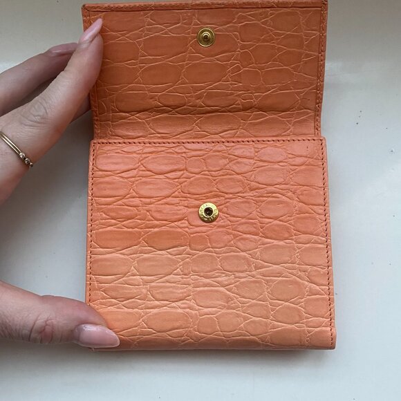 Salvatore Ferragamo Bifold Wallet – Vala Ribbon | Coral/Peach | Compact & Elegan - Picture 6 of 8